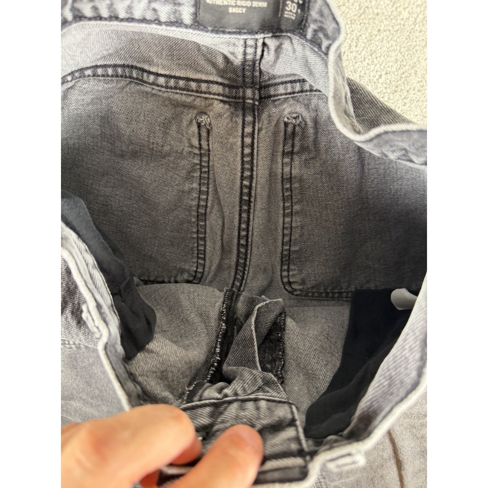Abercrombie Fitch Jeans Mens 29x30 Black Denim Double Knee Baggy Carpenter Skate - Picture 7 of 12